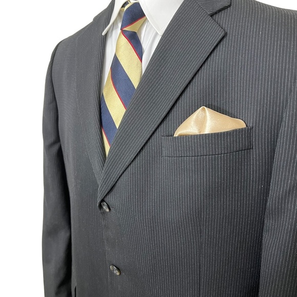 MERONA MENS DRESS BLAZER PINSTRIPE SIZE 46L IN GREAT CONDITION BKAZER ONLY. - Picture 2 of 8